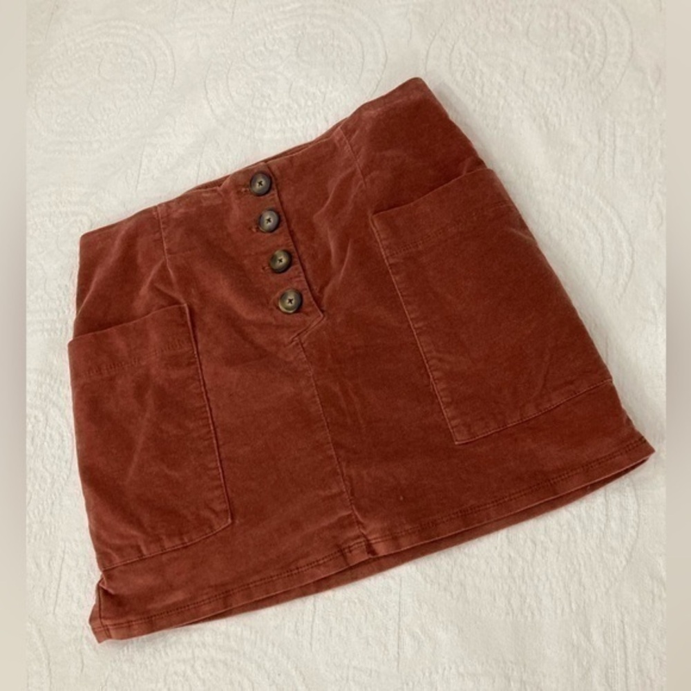 Urban outfitters velvet burnt orange mini Skirt M
